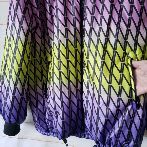 Nocturne Oversized Puffer Jacket Coat Faux Fur Collar Ombre Lined Women Large - Picture 11 of 16